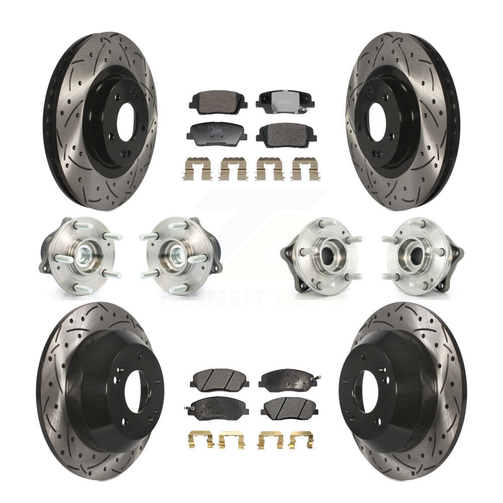 Hub Bearing Coated Brake Rotor Pad Front Rear Kit (10Pc) For Hyundai Santa Fe XL
