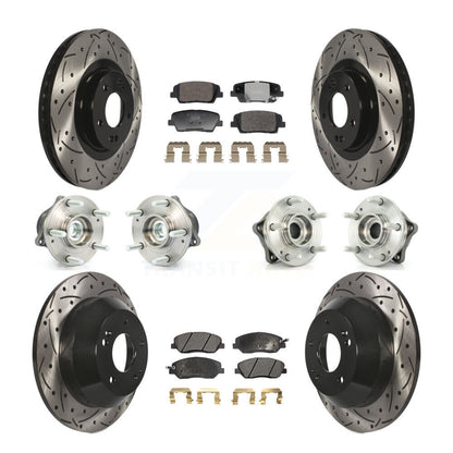 Hub Bearing Coated Brake Rotor Pad Front Rear Kit (10Pc) For Hyundai Santa Fe XL