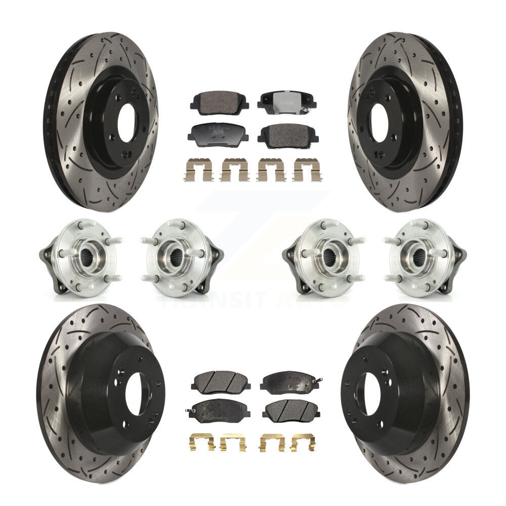 Hub Bearing Coated Brake Rotor Pad Front Rear Kit (10Pc) For Hyundai Santa Fe XL