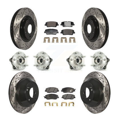 Hub Bearing Coated Brake Rotor Pad Front Rear Kit (10Pc) For Hyundai Santa Fe XL