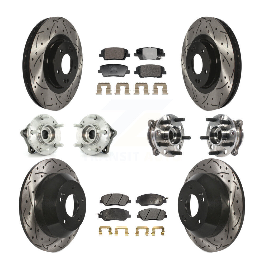 Hub Bearing Coated Brake Rotor Pad Front Rear Kit (10Pc) For Hyundai Santa Fe XL