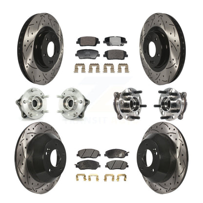 Hub Bearing Coated Brake Rotor Pad Front Rear Kit (10Pc) For Hyundai Santa Fe XL