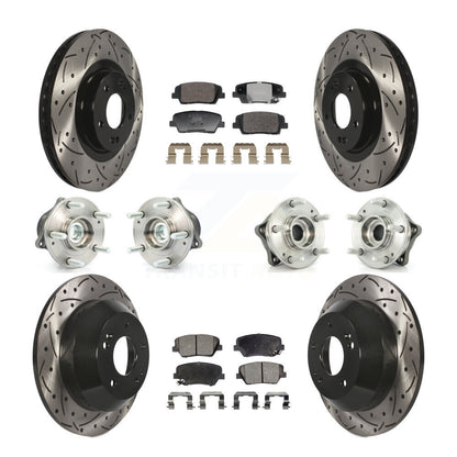 Hub Bearing Coat Brake Rotor Pads Front Rear Kit (10Pc) For Hyundai Santa Fe Kia