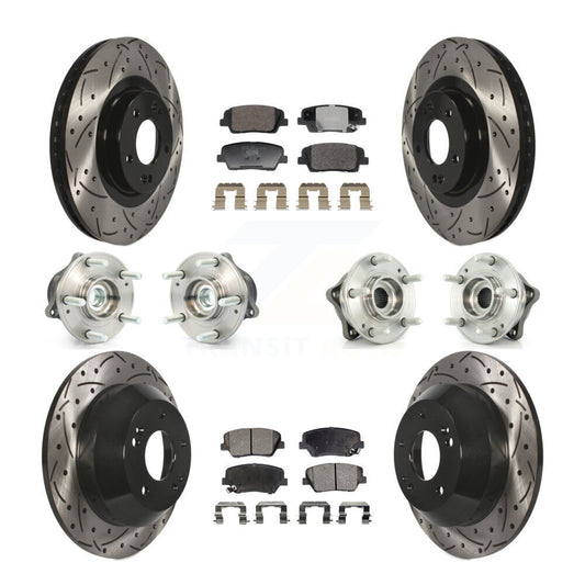 Hub Bearing Coat Brake Rotor Pads Front Rear Kit (10Pc) For Hyundai Santa Fe Kia