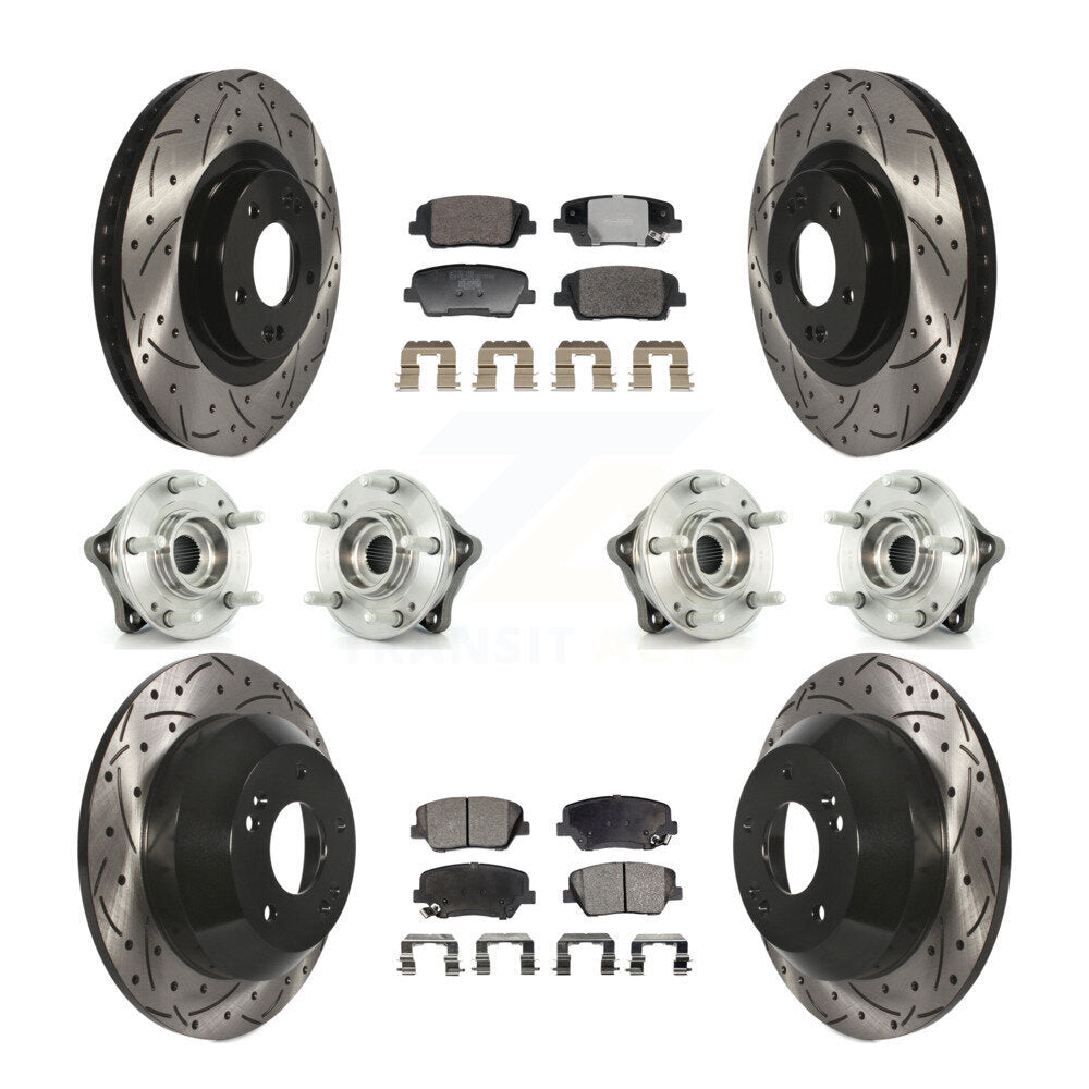 Hub Bearing Coat Brake Rotor Pads Front Rear Kit (10Pc) For Hyundai Santa Fe Kia