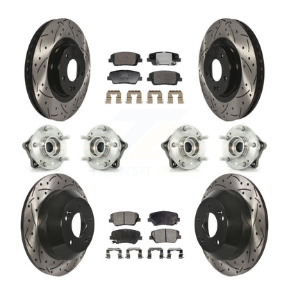 Hub Bearing Coat Brake Rotor Pads Front Rear Kit (10Pc) For Hyundai Santa Fe Kia