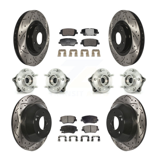 Hub Bearing Coat Brake Rotor Pads Front Rear Kit (10Pc) For Hyundai Santa Fe Kia