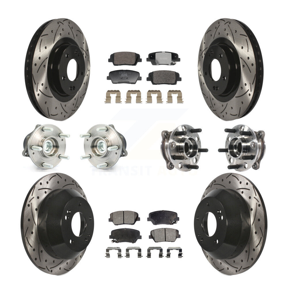 Hub Bearing Coated Brake Rotor And Pad Front Rear Kit For Hyundai Santa Fe Sport