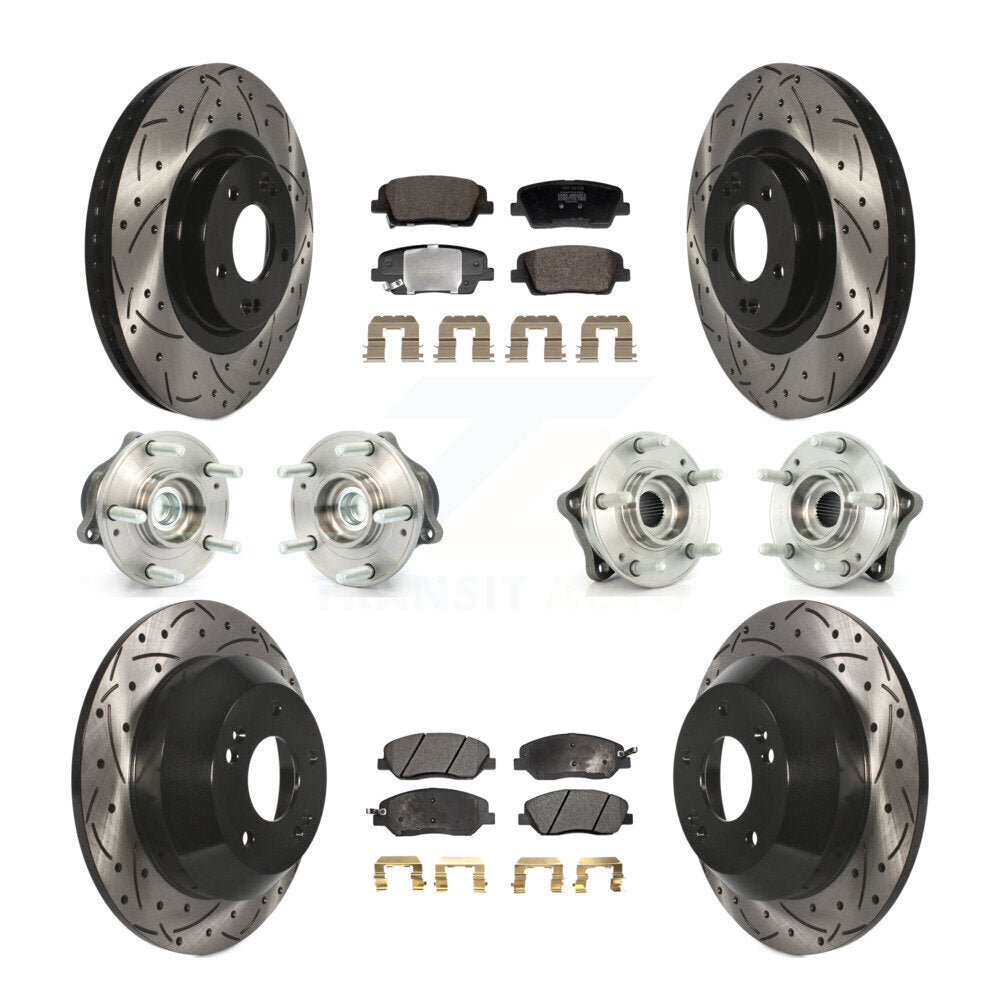 Hub Bearing Coated Brake Rotor Pad Front Rear Kit (10Pc) For Hyundai Santa Fe XL