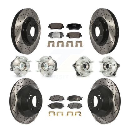 Hub Bearing Coated Brake Rotor Pad Front Rear Kit (10Pc) For Hyundai Santa Fe XL