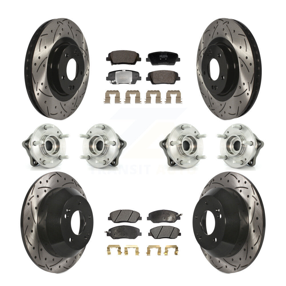 Hub Bearing Coated Brake Rotor Pad Front Rear Kit (10Pc) For Hyundai Santa Fe XL