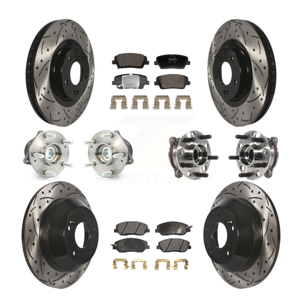 Hub Bearing Coated Brake Rotor Pad Front Rear Kit (10Pc) For Hyundai Santa Fe XL
