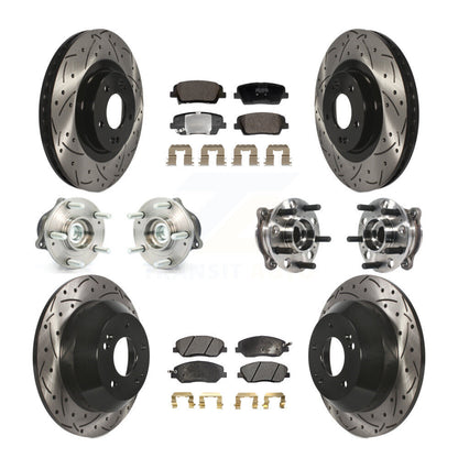 Hub Bearing Coated Brake Rotor Pad Front Rear Kit (10Pc) For Hyundai Santa Fe XL