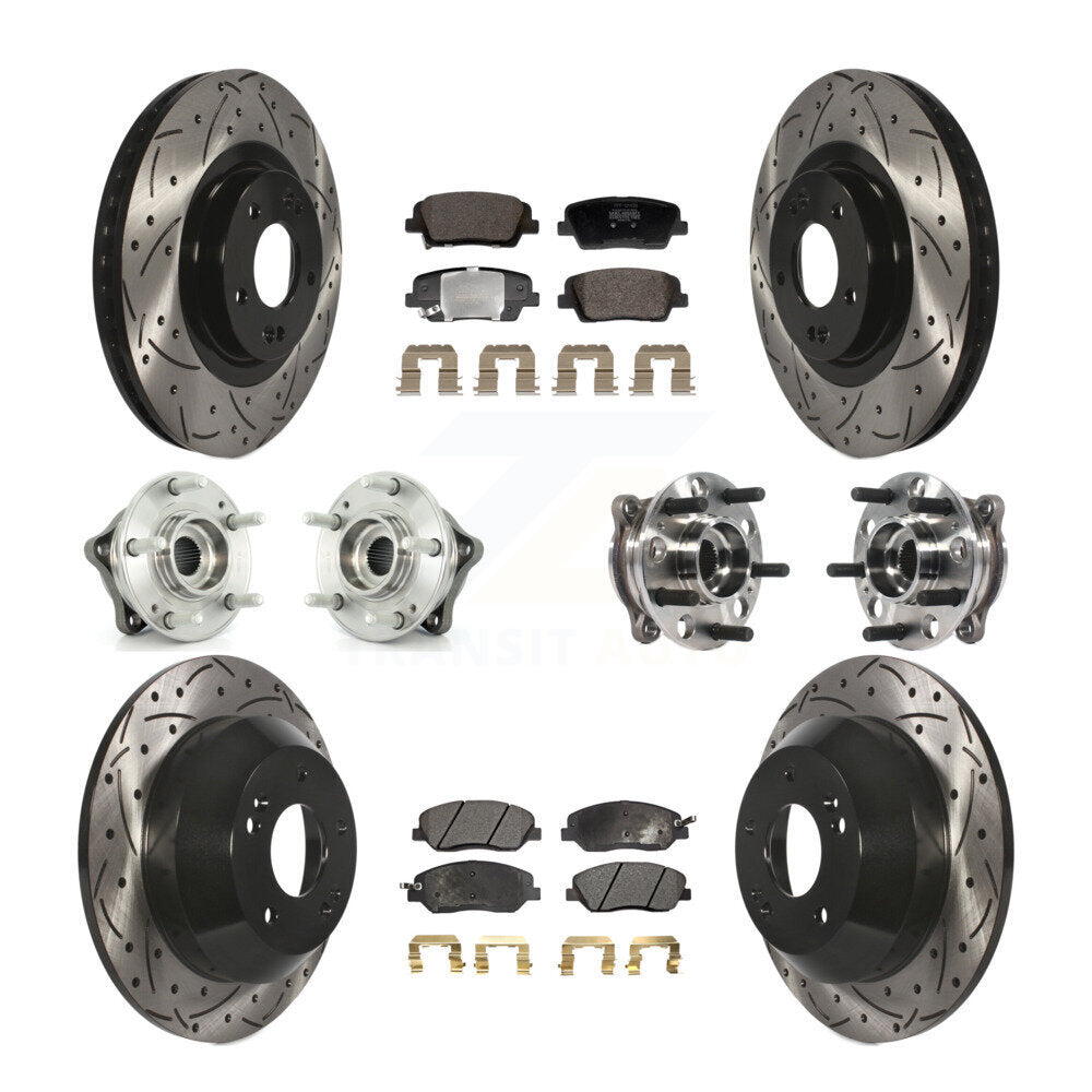 Hub Bearing Coated Brake Rotor Pad Front Rear Kit (10Pc) For Hyundai Santa Fe XL