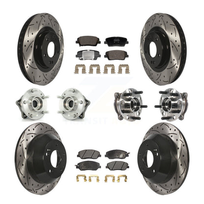 Hub Bearing Coated Brake Rotor Pad Front Rear Kit (10Pc) For Hyundai Santa Fe XL