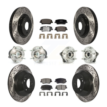 Hub Bearing Coat Brake Rotor Pads Front Rear Kit (10Pc) For Hyundai Santa Fe Kia