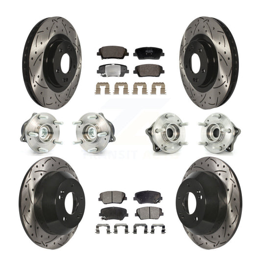 Hub Bearing Coat Brake Rotor Pads Front Rear Kit (10Pc) For Hyundai Santa Fe Kia