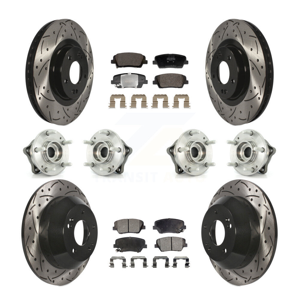 Hub Bearing Coat Brake Rotor Pads Front Rear Kit (10Pc) For Hyundai Santa Fe Kia
