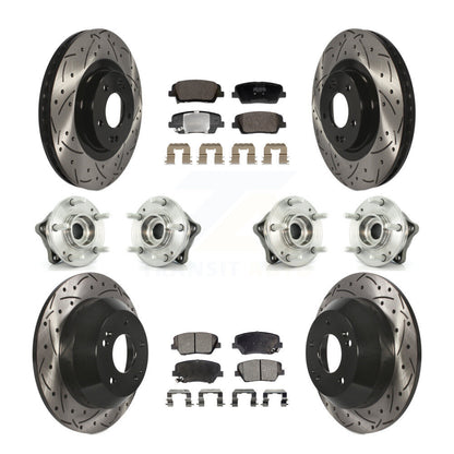 Hub Bearing Coat Brake Rotor Pads Front Rear Kit (10Pc) For Hyundai Santa Fe Kia