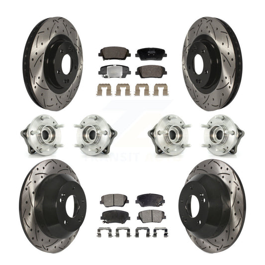 Hub Bearing Coat Brake Rotor Pads Front Rear Kit (10Pc) For Hyundai Santa Fe Kia
