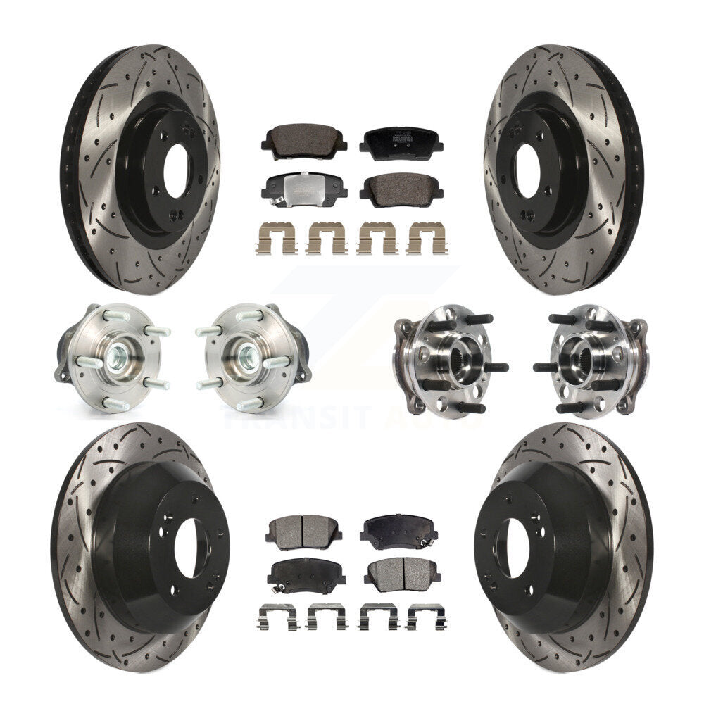 Hub Bearing Coated Brake Rotor And Pad Front Rear Kit For Hyundai Santa Fe Sport