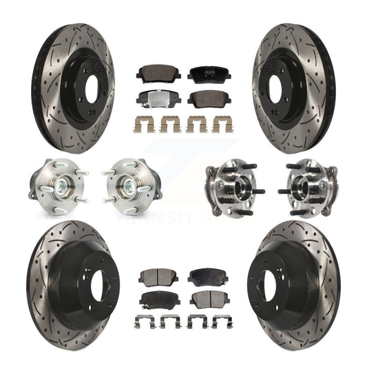 Hub Bearing Coated Brake Rotor And Pad Front Rear Kit For Hyundai Santa Fe Sport