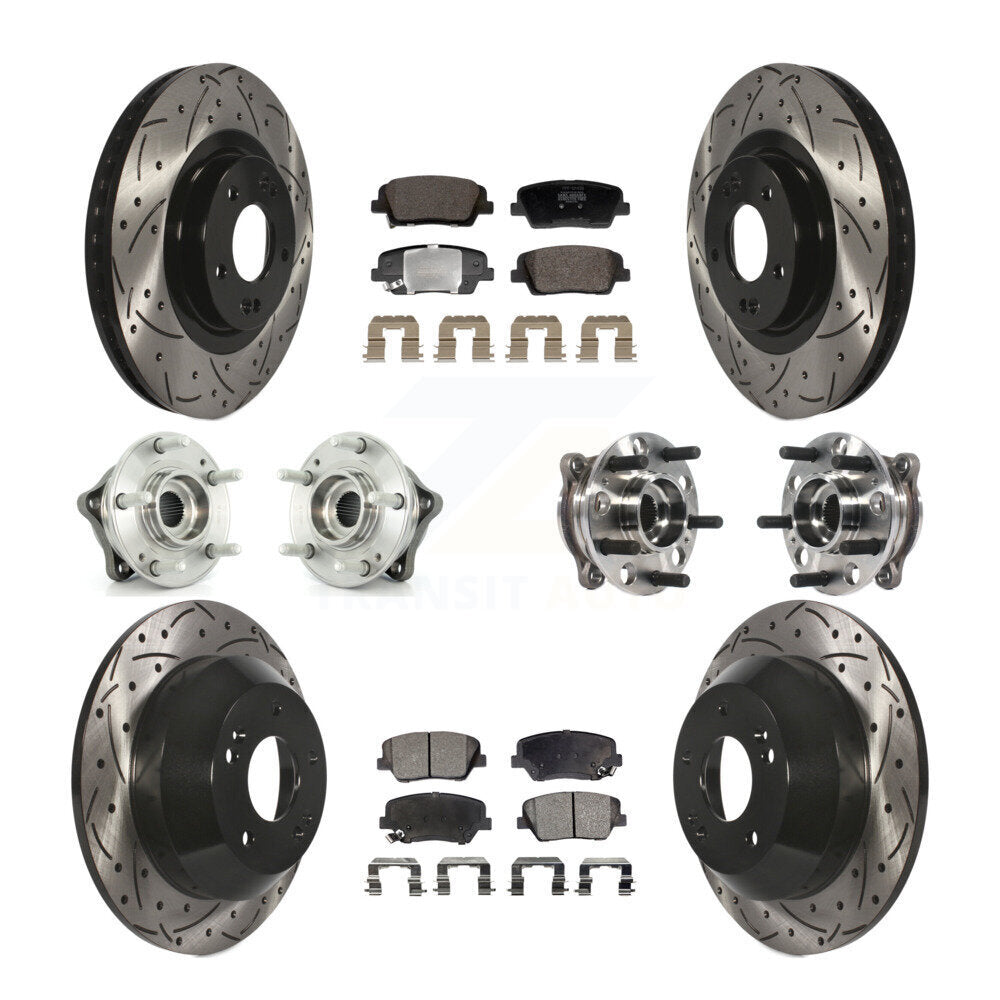 Hub Bearing Coated Brake Rotor And Pad Front Rear Kit For Hyundai Santa Fe Sport