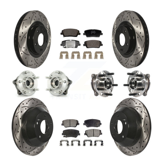 Hub Bearing Coated Brake Rotor And Pad Front Rear Kit For Hyundai Santa Fe Sport