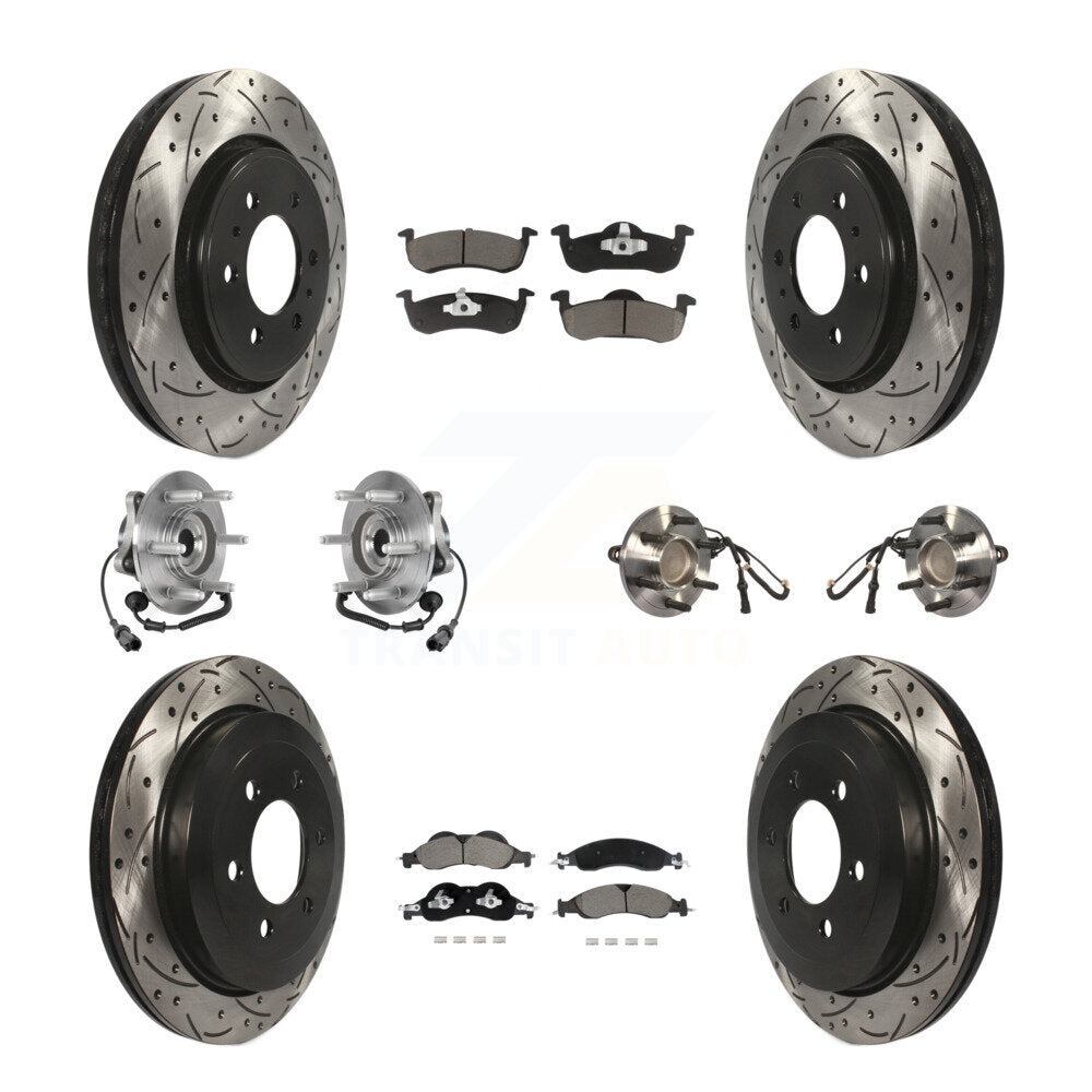 Hub Bearing Coated Brake Rotor Pad Front Rear Kit (10Pc) For Ford Expedition RWD