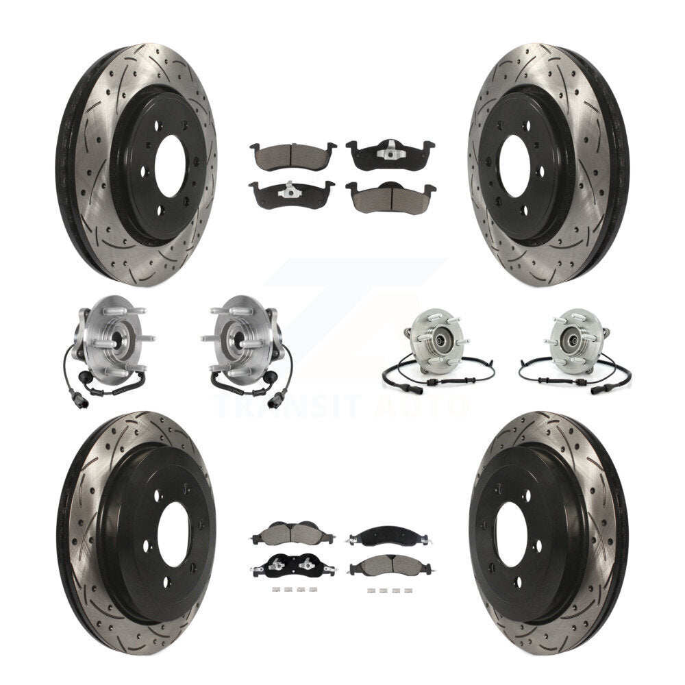 Hub Bearing Coated Brake Rotor And Pad Front Rear Kit (10Pc) For Ford Expedition