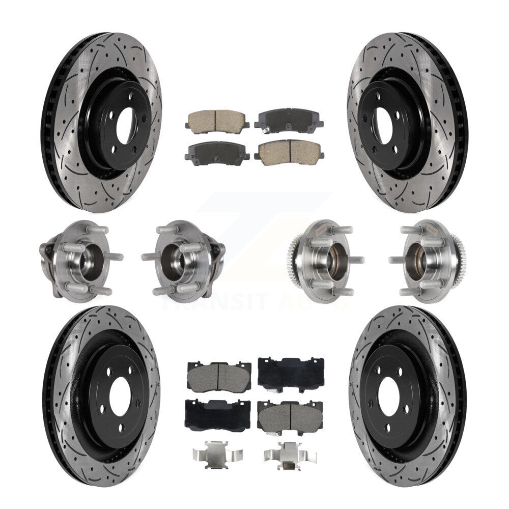 Hub Bearing Coated Disc Brake Rotor & Pad Front Rear Kit (10Pc) For Ford Mustang