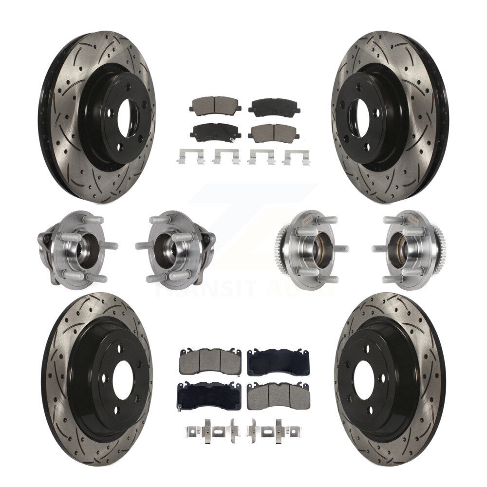 Hub Bearing Coated Disc Brake Rotor & Pad Front Rear Kit (10Pc) For Ford Mustang