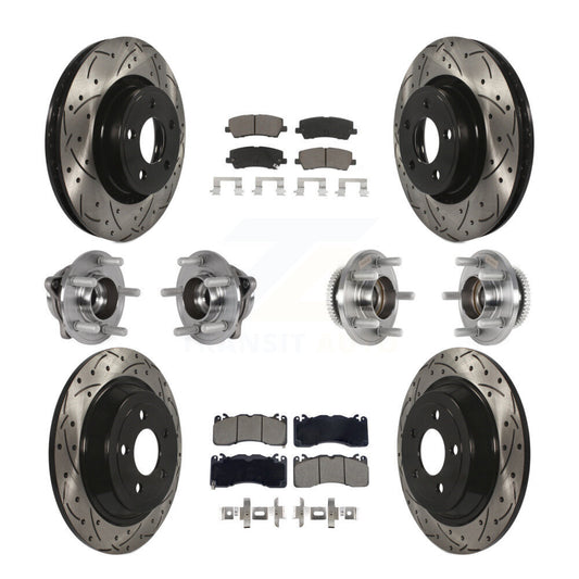 Hub Bearing Coated Disc Brake Rotor & Pad Front Rear Kit (10Pc) For Ford Mustang