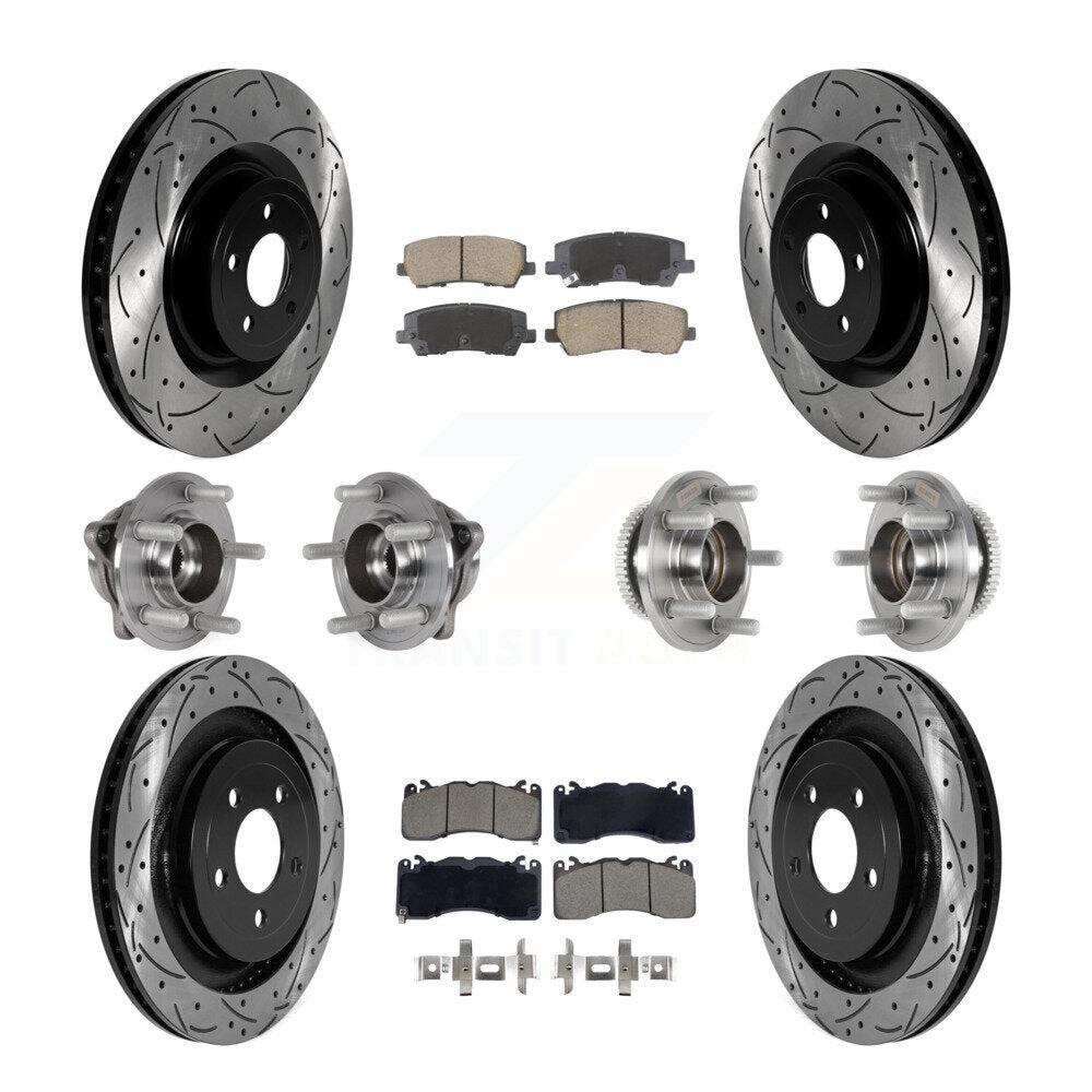 Hub Bearing Coated Disc Brake Rotor & Pad Front Rear Kit (10Pc) For Ford Mustang