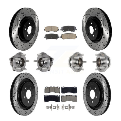 Hub Bearing Coated Disc Brake Rotor & Pad Front Rear Kit (10Pc) For Ford Mustang
