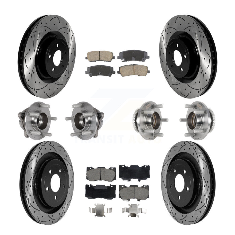 Hub Bearing Coated Disc Brake Rotor & Pad Front Rear Kit (10Pc) For Ford Mustang