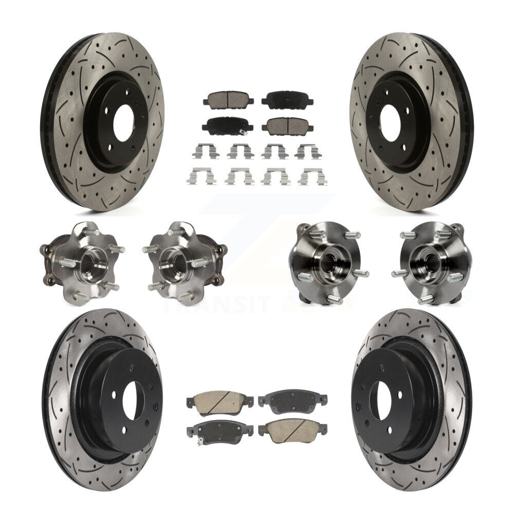 Hub Bearing Coated Brake Rotor & Pads Front Rear Kit (10Pc) For INFINITI G35 Q60