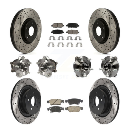 Hub Bearing Coated Brake Rotor & Pads Front Rear Kit (10Pc) For INFINITI G35 Q60
