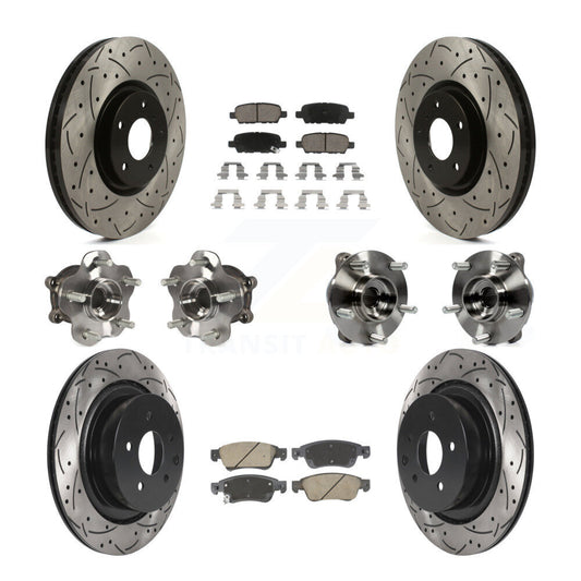 Hub Bearing Coated Brake Rotor & Pads Front Rear Kit (10Pc) For INFINITI G35 Q60