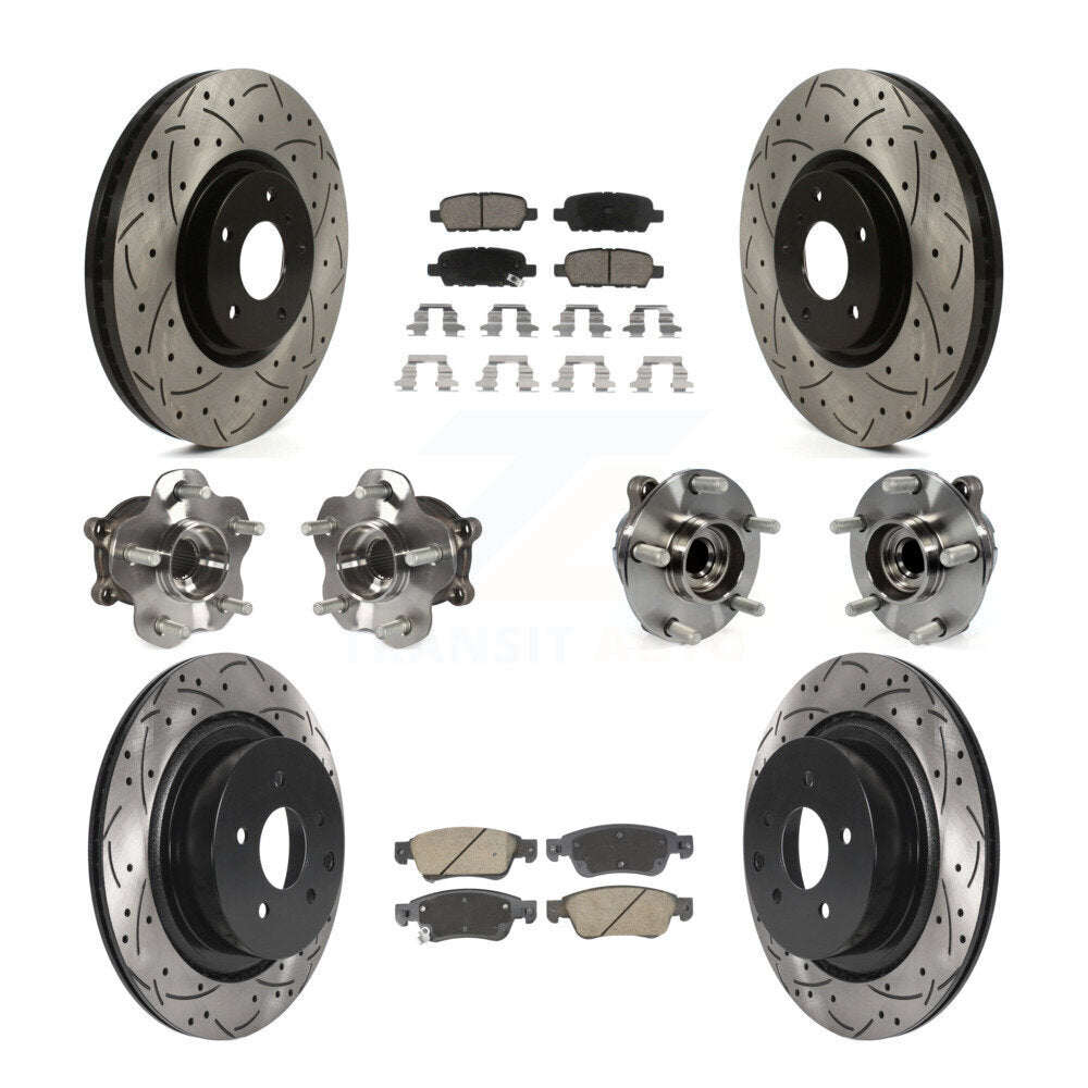 Hub Bearing Coated Brake Rotor & Pads Front Rear Kit (10Pc) For INFINITI G35 Q60