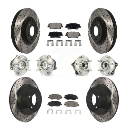 Hub Bearing Coated Brake Rotor Pad Front Rear Kit (10Pc) For Hyundai Santa Fe XL