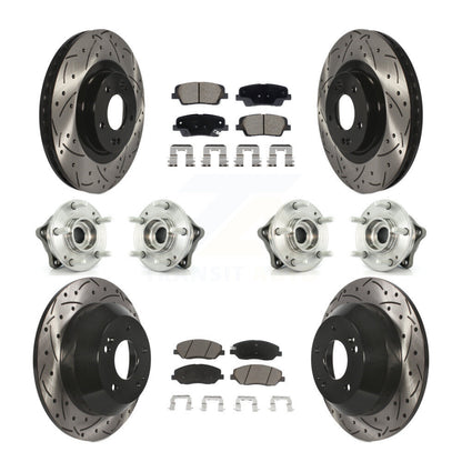 Hub Bearing Coated Brake Rotor Pad Front Rear Kit (10Pc) For Hyundai Santa Fe XL
