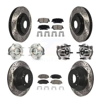 Hub Bearing Coated Brake Rotor Pad Front Rear Kit (10Pc) For Hyundai Santa Fe XL