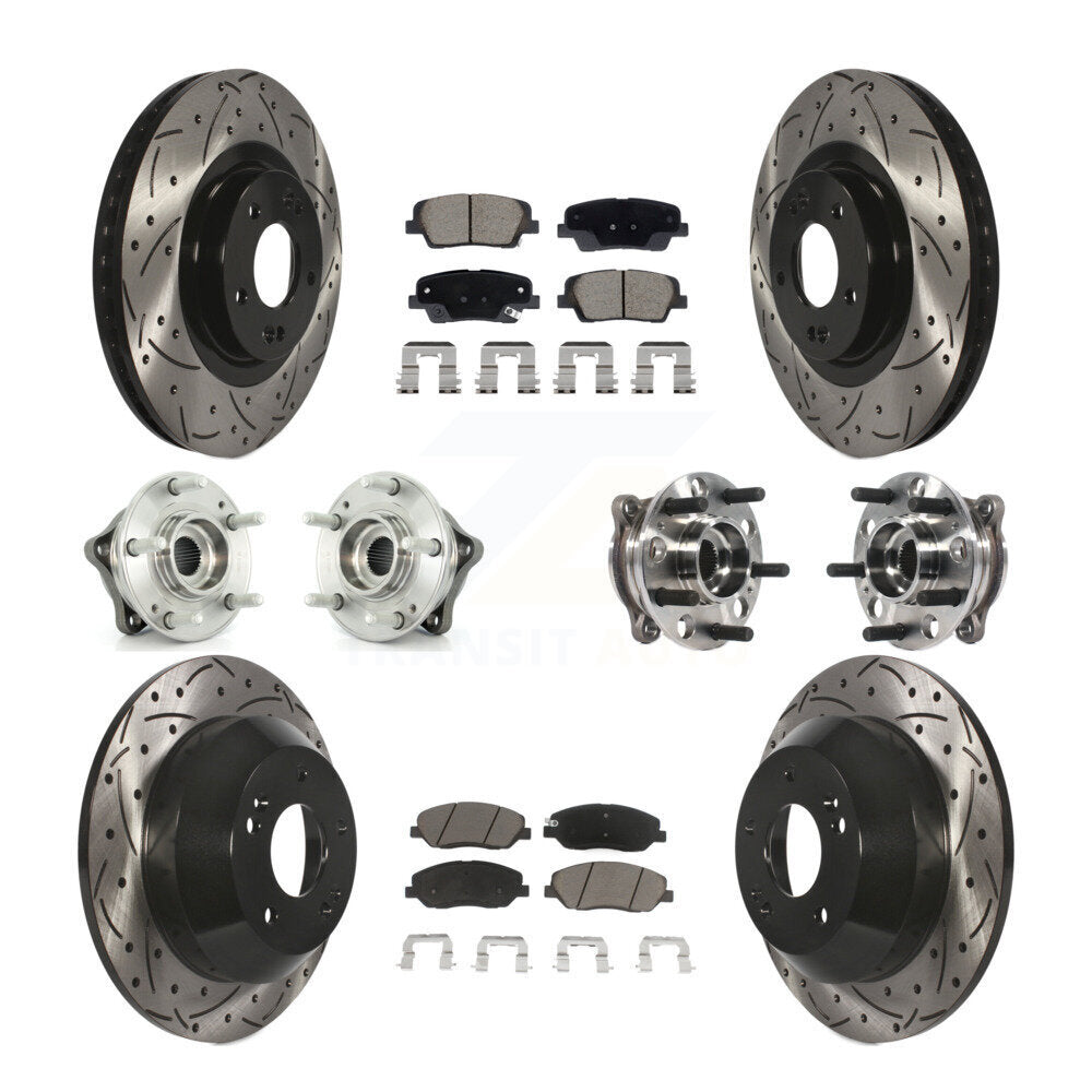 Hub Bearing Coated Brake Rotor Pad Front Rear Kit (10Pc) For Hyundai Santa Fe XL