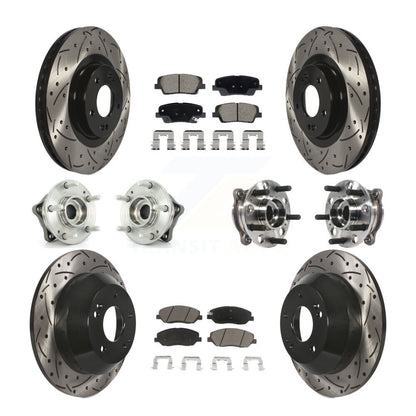 Hub Bearing Coated Brake Rotor Pad Front Rear Kit (10Pc) For Hyundai Santa Fe XL