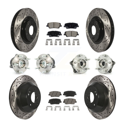 Hub Bearing Coat Brake Rotor Pads Front Rear Kit (10Pc) For Hyundai Santa Fe Kia