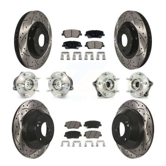 Hub Bearing Coat Brake Rotor Pads Front Rear Kit (10Pc) For Hyundai Santa Fe Kia