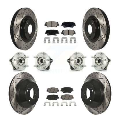 Hub Bearing Coat Brake Rotor Pads Front Rear Kit (10Pc) For Hyundai Santa Fe Kia