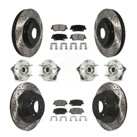 Hub Bearing Coat Brake Rotor Pads Front Rear Kit (10Pc) For Hyundai Santa Fe Kia