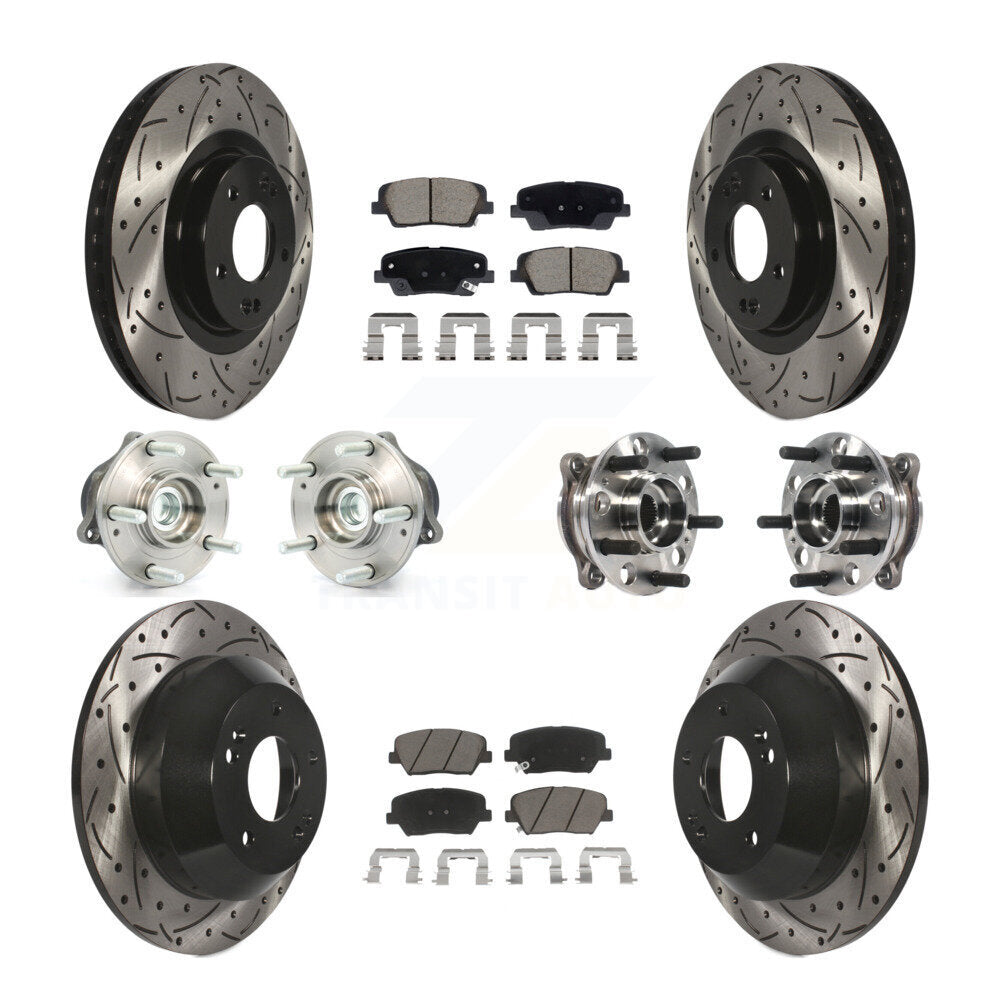 Hub Bearing Coated Brake Rotor And Pad Front Rear Kit For Hyundai Santa Fe Sport